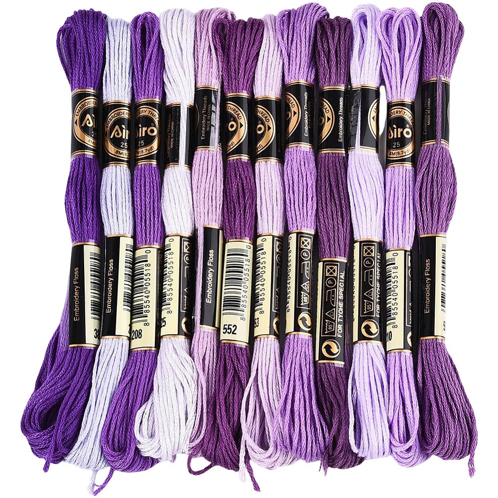 Broderigarn – Lilla Gradient, Polyester (0,5mm), 12 dukker, 8m. - Uniq Perler - 126187