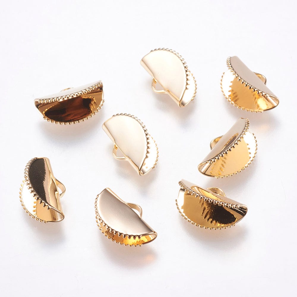 Buet Endestykker – Forgyldt Messing (10x15mm, 5 stk) - Uniq Perler - 492848