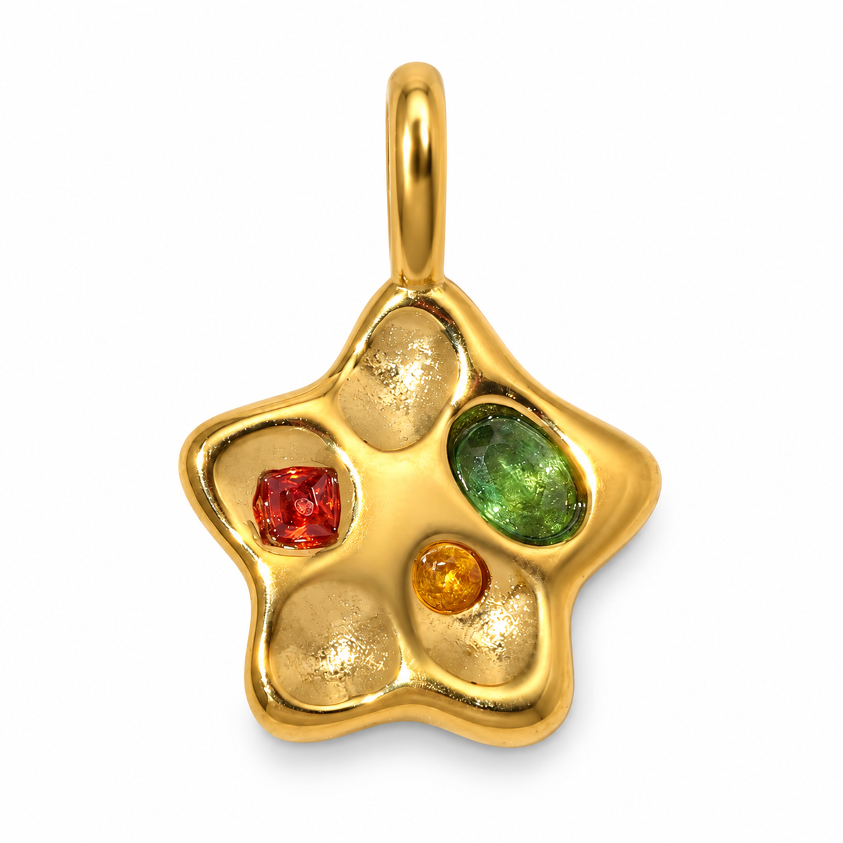 Wasserfester Stern Anhänger Mit Strass – 18K Vergoldeter Stahl (20x11mm)