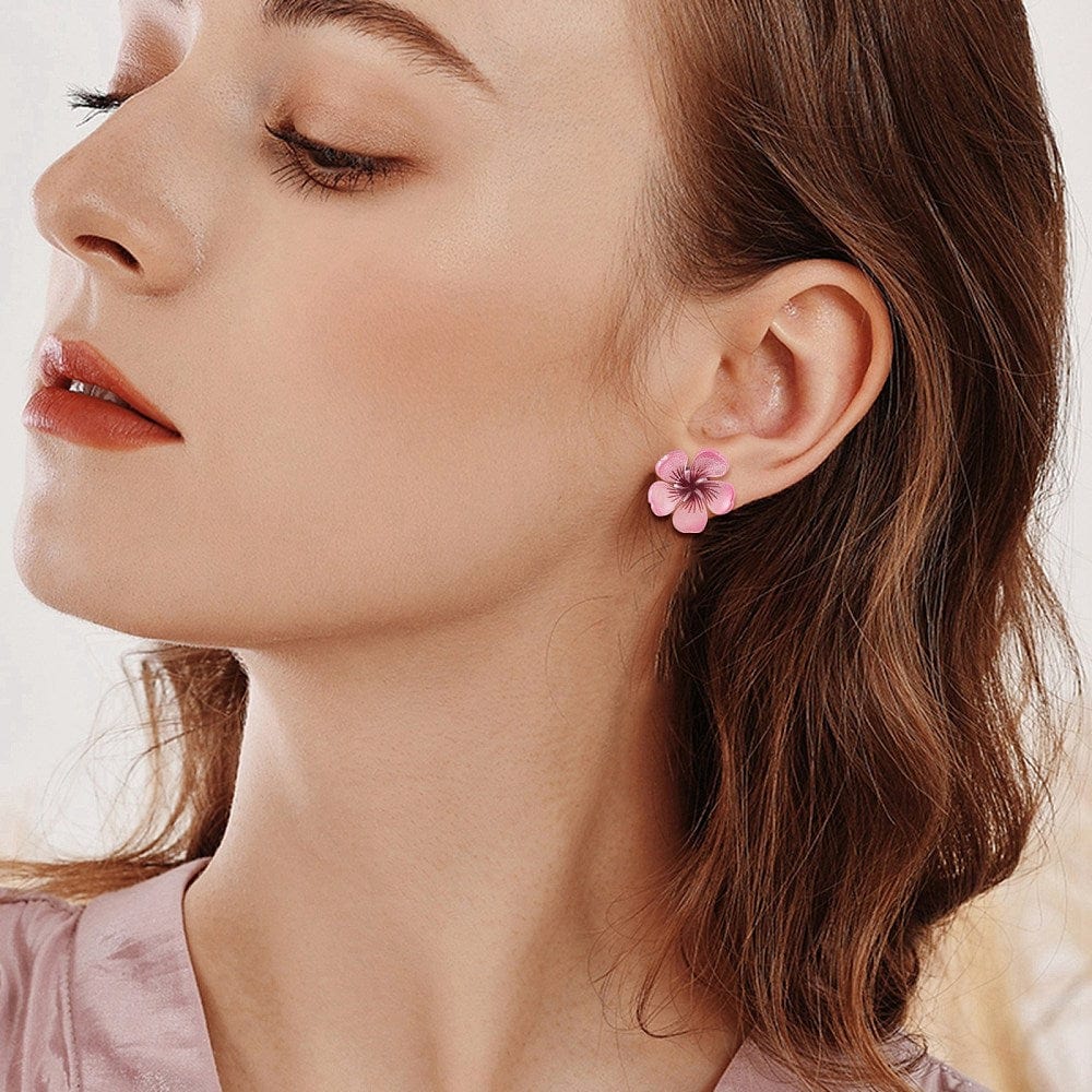 Cabochon Sæt Med Blomster – Fingerring & Ørestikkere, Akryl & Forgyldt, 44 Dele - Uniq Perler - 114898