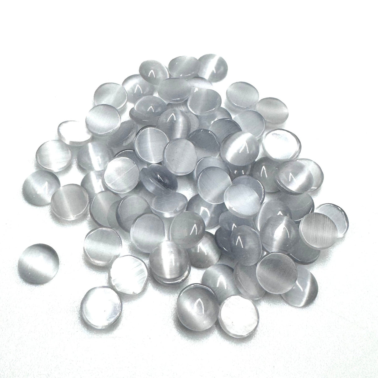 Cat Eye Cabochons – Grå (6mm) 20 Stk - Uniq Perler - 114890