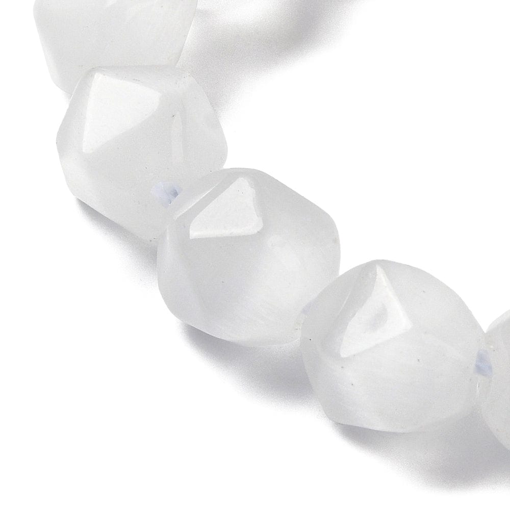 Cat Eye – Hvid, Facetteret (7x7x7mm) - Uniq Perler - 113147