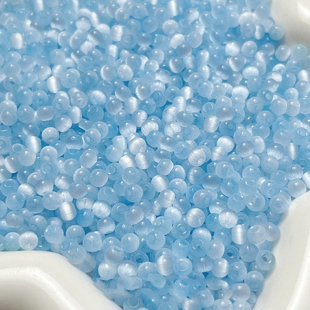 Cat Eye Perler – Blå, Glas (4x3mm) 150 stk - Uniq Perler - 457710