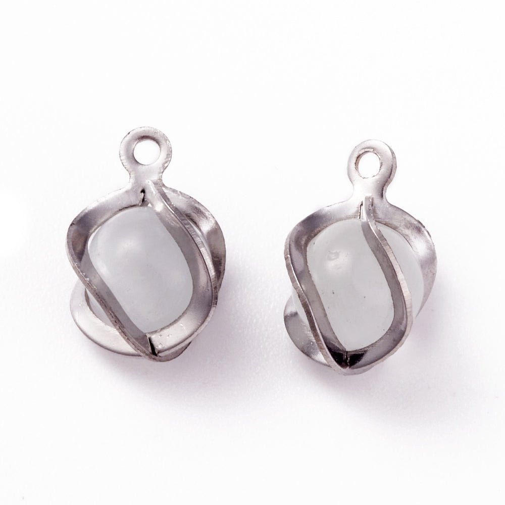 Cat Eye Vedhæng – Rundt, Stål (11,5x8x7mm) - Uniq Perler - 119827