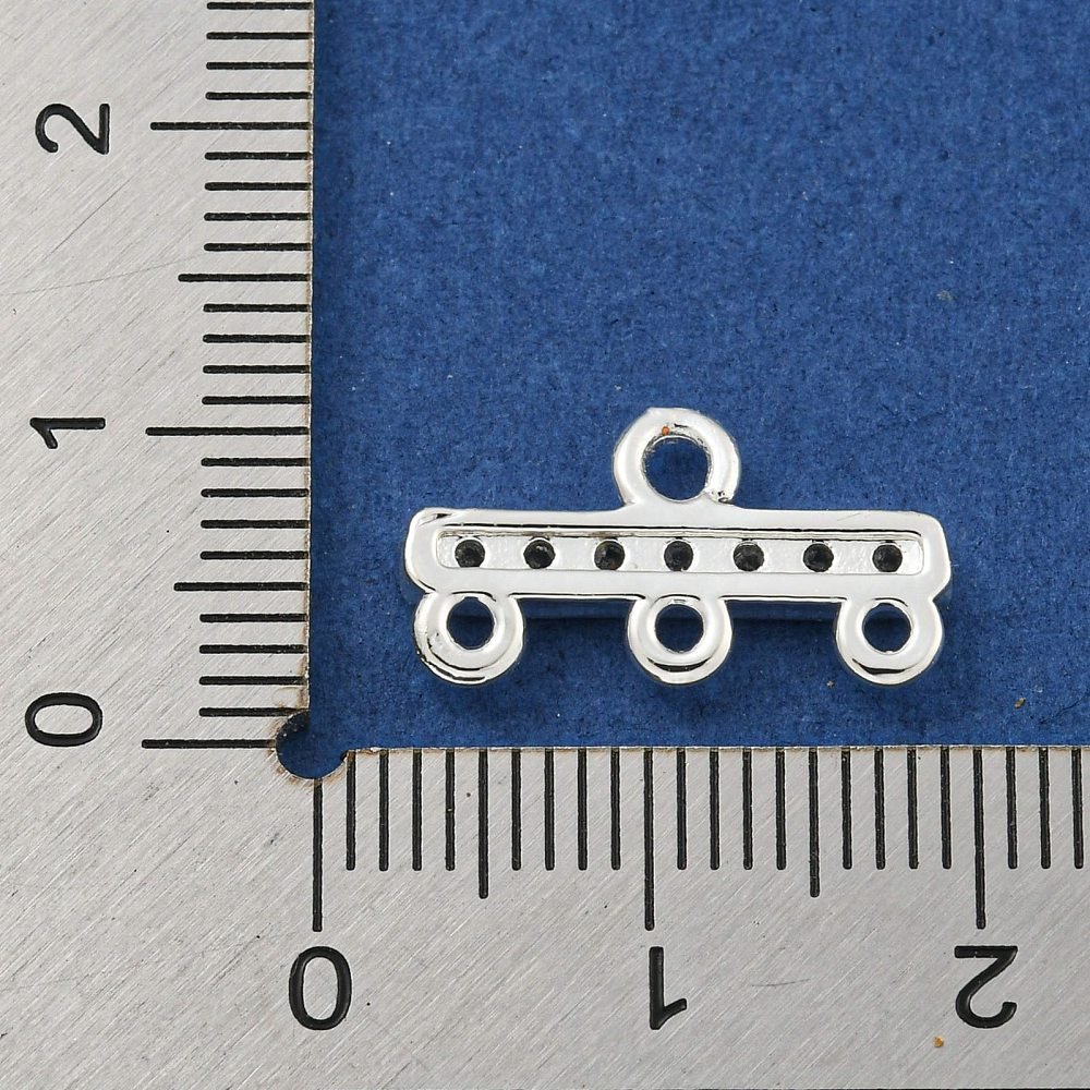 Chandelier Mellemled Med Kubisk Zirkonia – Langtidsholdbar Sølvbelagt Messing (9x17x2,5mm) 2 Stk - Uniq Perler - 119075