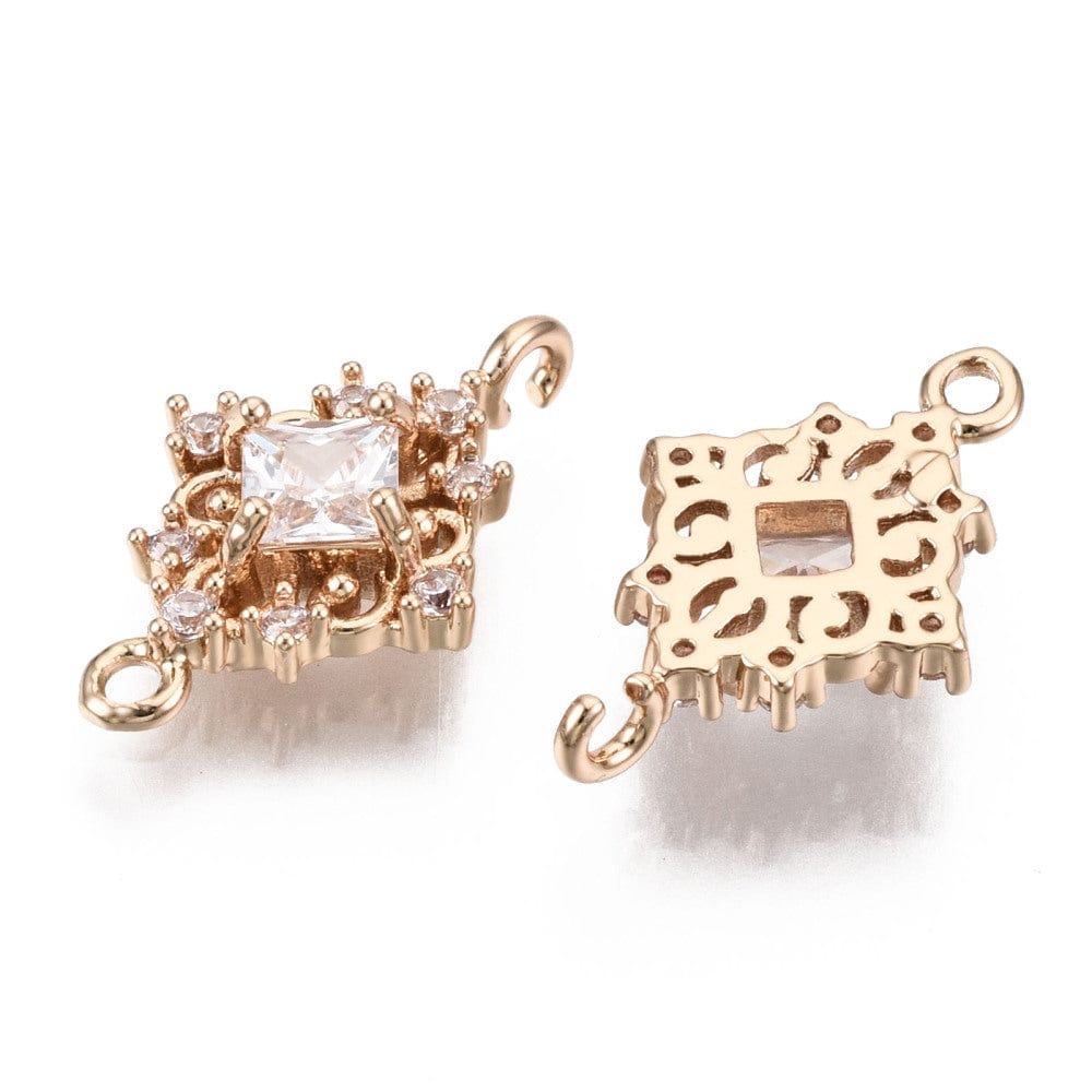 Chandelier Mellemled Med Zirkonia Sten, Langtidsholdbar Forgyldt, 17x11mm - Uniq Perler - 114379