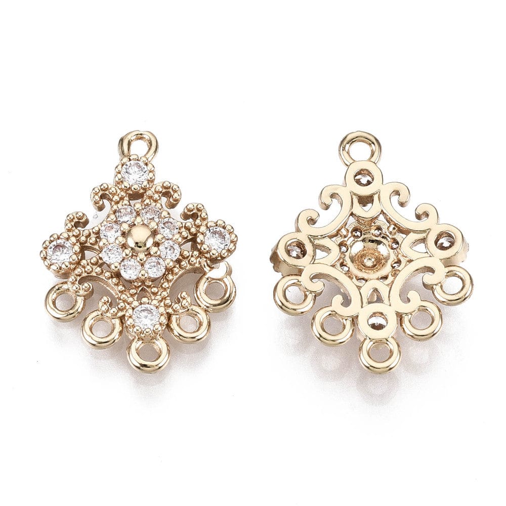 Chandelier Mellemled Med Zirkonia Sten, Langtidsholdbar Forgyldt, 19x14mm - Uniq Perler - 114332