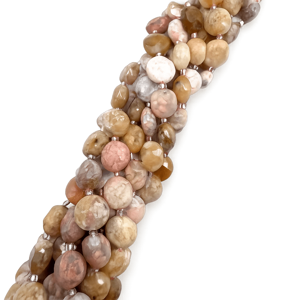 Cherry Blossom Agat – Facetterede, Coin (12x6mm) - Uniq Perler - 116541