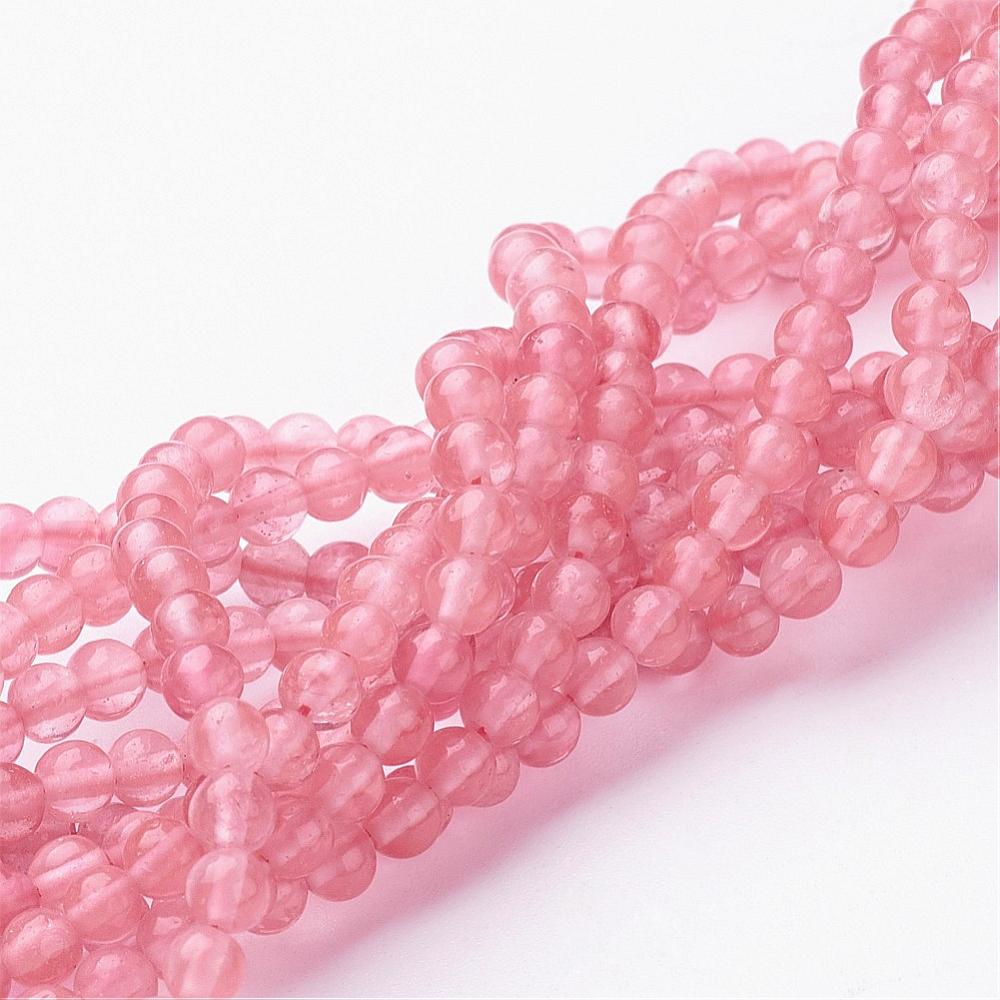 Cherry Kvarts Glasperler – Runde, Pink (4 - 5mm) - Uniq Perler -