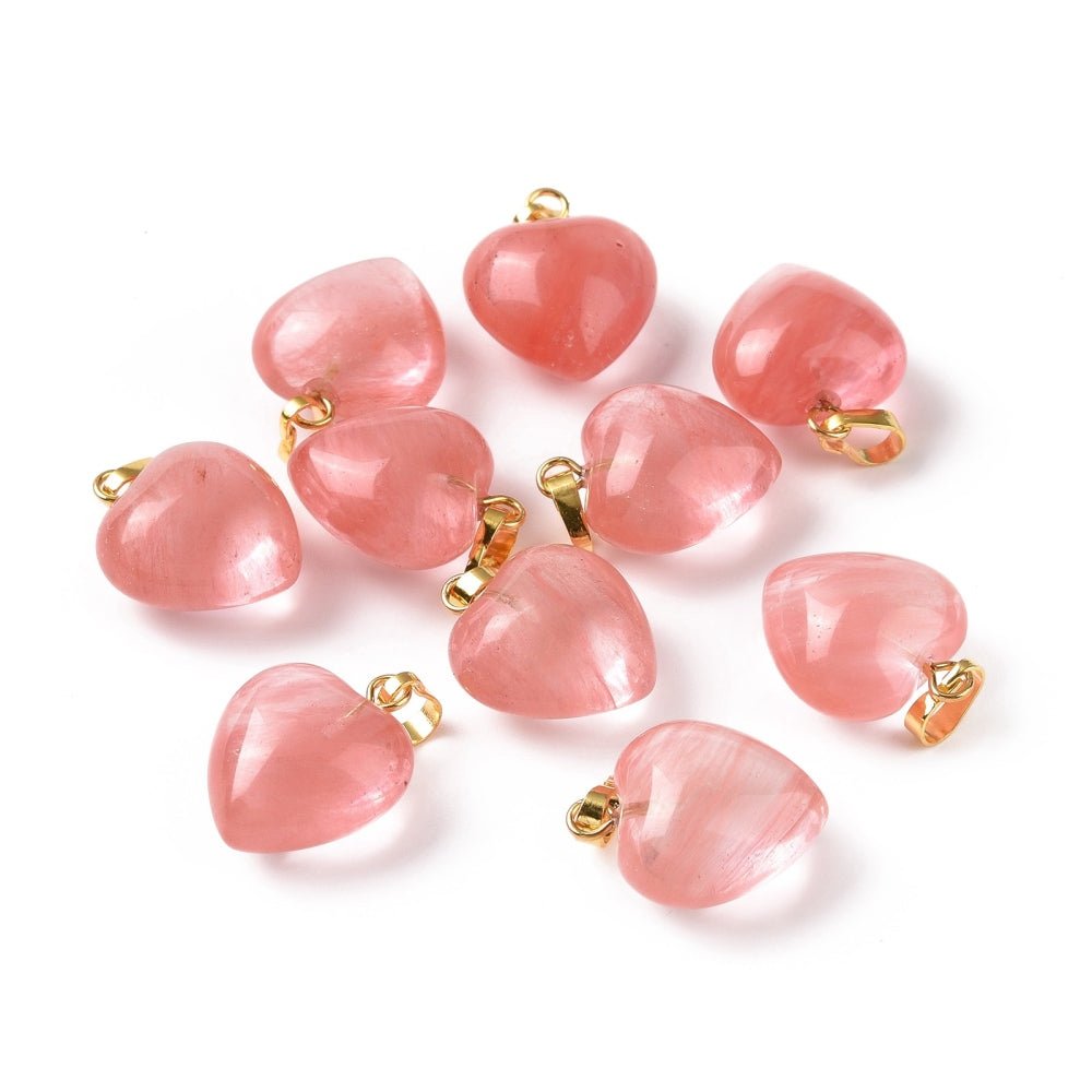 Cherry Kvarts Vedhæng – Messing,(18x15mm) - Uniq Perler -