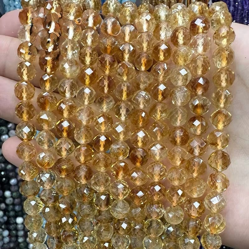 Citrin Mange Facetterede Perler (10mm) - Uniq Perler - 121314