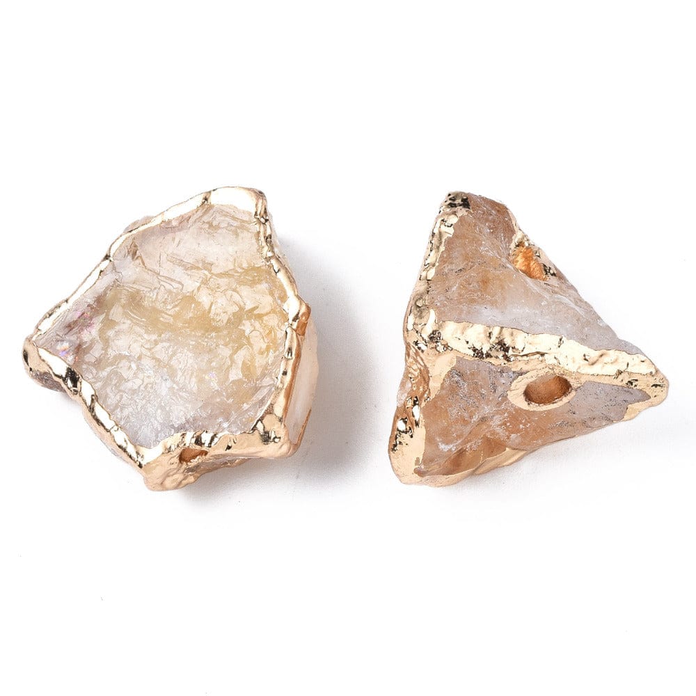 Citrin Sten - Med Gyldne Kanter (20 - 29mm) 1 stk. - Uniq Perler - 115419