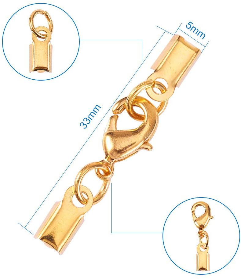 Clip Ends Med Karabinlåse – Mix Farver (33x5mm), 60 Sæt - Uniq Perler - 113713