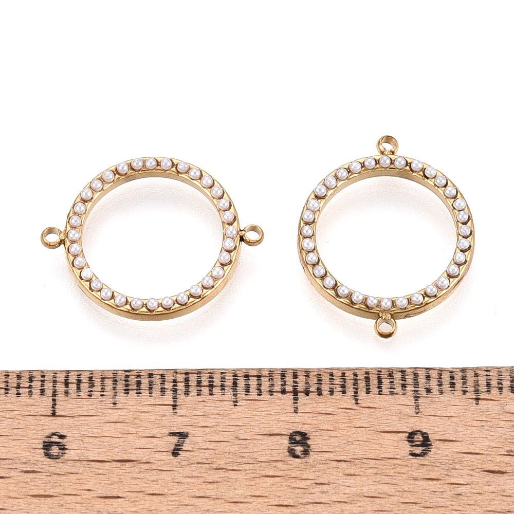 Connector/Mellemled med Perler – Vandfast Rustfrit Stål (19mm) - Uniq Perler - 122167