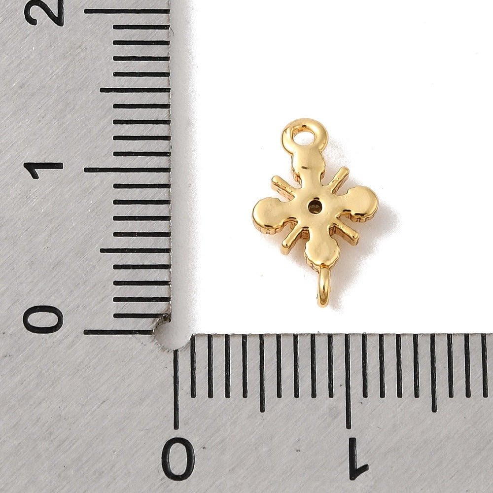 Connector/Mellemled med Zirkonia sten, 18K Guldbelagt (7.5x12x3mm) 2 stk. - Uniq Perler -