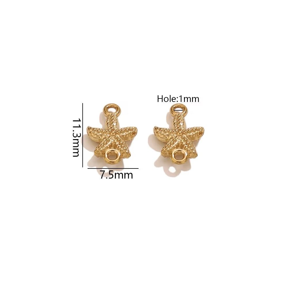 Connector/mellemled - Søstjerne – Vandfast 18K forgyldt (11,3x7,5 mm) 2 stk. - Uniq Perler - 122227