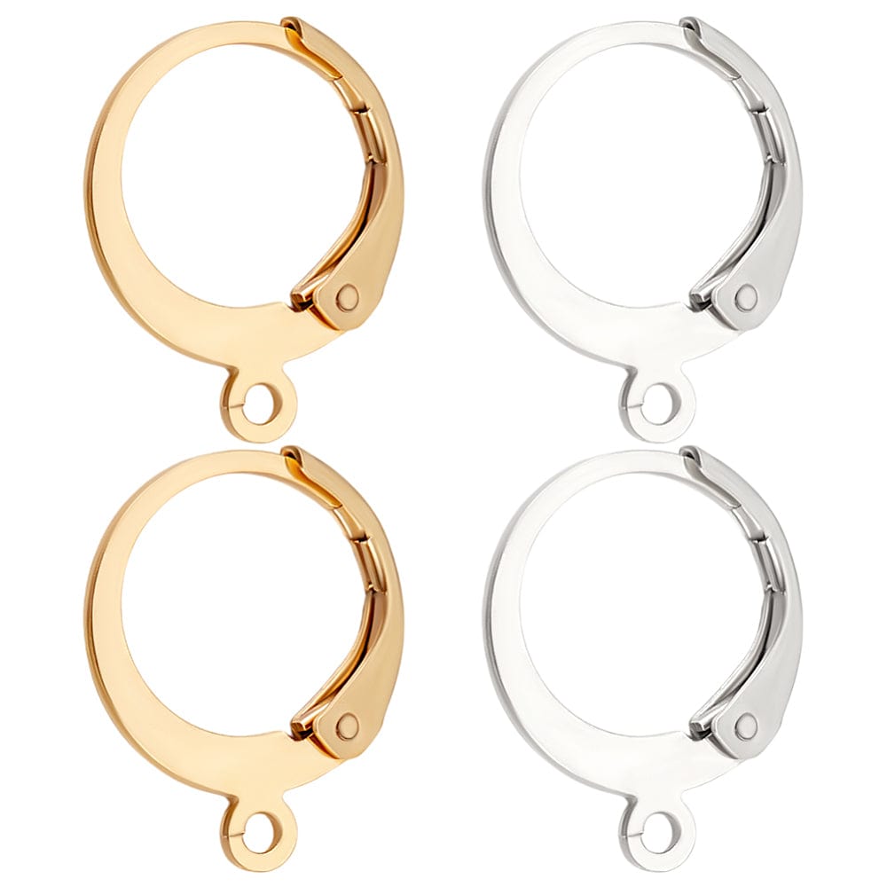 Creol Ørekroge i Stål – Sølv & Guld (12x14mm, 100 stk.) - Uniq Perler - 116013