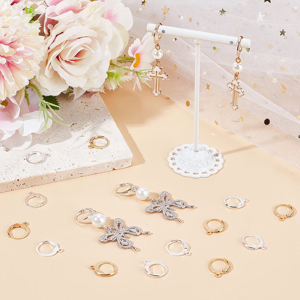 Creol Ørekroge i Stål – Sølv & Guld (12x14mm, 100 stk.) - Uniq Perler - 116013