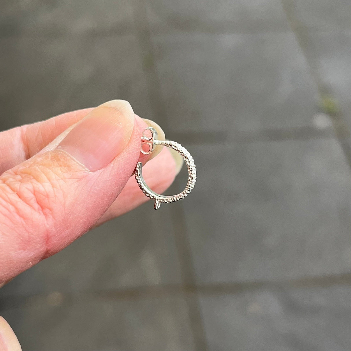 Creoler Med Hamret Overflade - Sterling Sølv 925 (13mm) - Uniq Perler - 873222