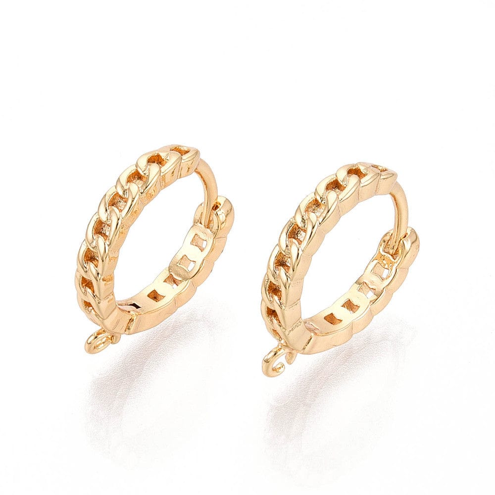 Creoler Med Kædemønster – 18K Forgyldt (14x13mm) - Uniq Perler - 116116