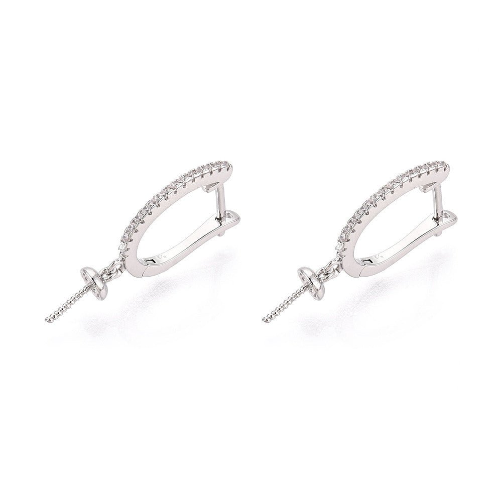 Creoler Med Kubisk Zirkonia – Platinbelagt Messing (25x12x4mm) - Uniq Perler - 119083