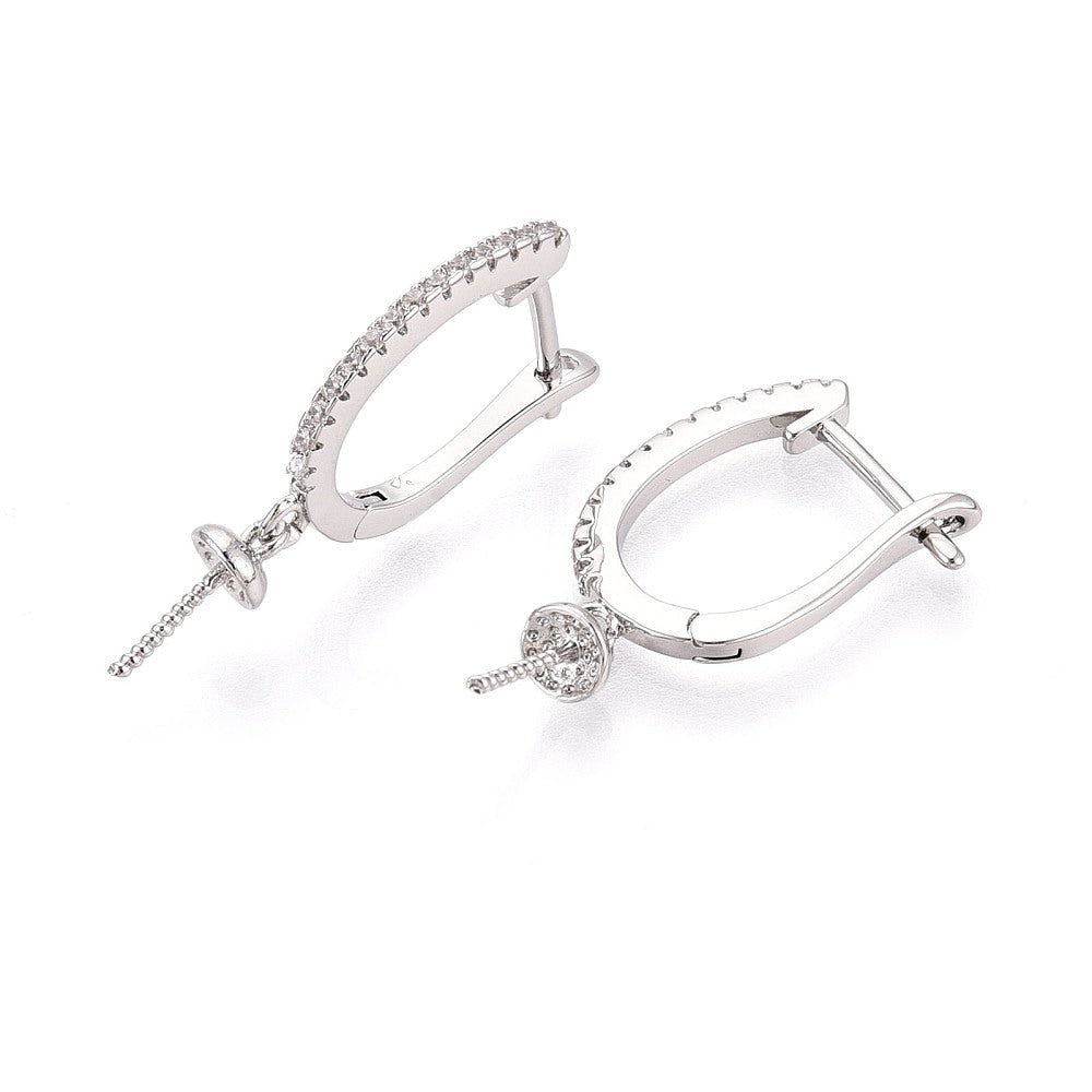 Creoler Med Kubisk Zirkonia – Platinbelagt Messing (25x12x4mm) - Uniq Perler - 119083