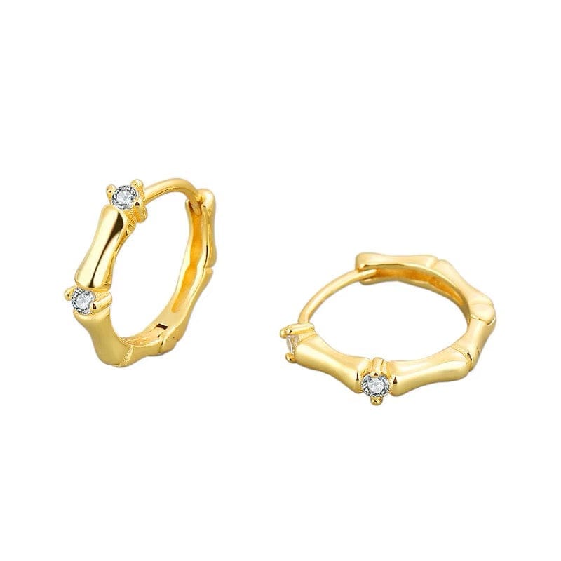 Creoler Med Mønster Og Klare Zirkonia Sten, 18K Forgyldt - Uniq Perler - 890345