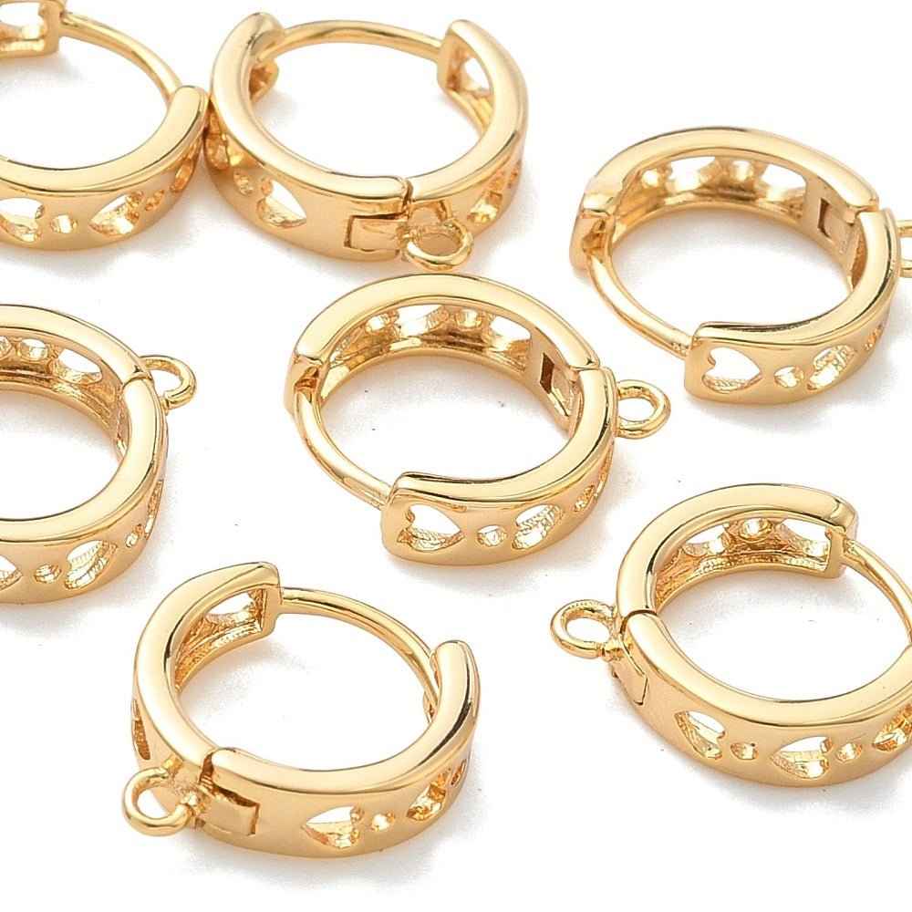 Hoops With Eye And Hearts – Gold-plated Brass (13x11x3mm) - Uniq Perler -