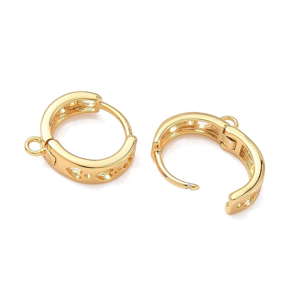 Hoops With Eye And Hearts – Gold-plated Brass (13x11x3mm) - Uniq Perler -