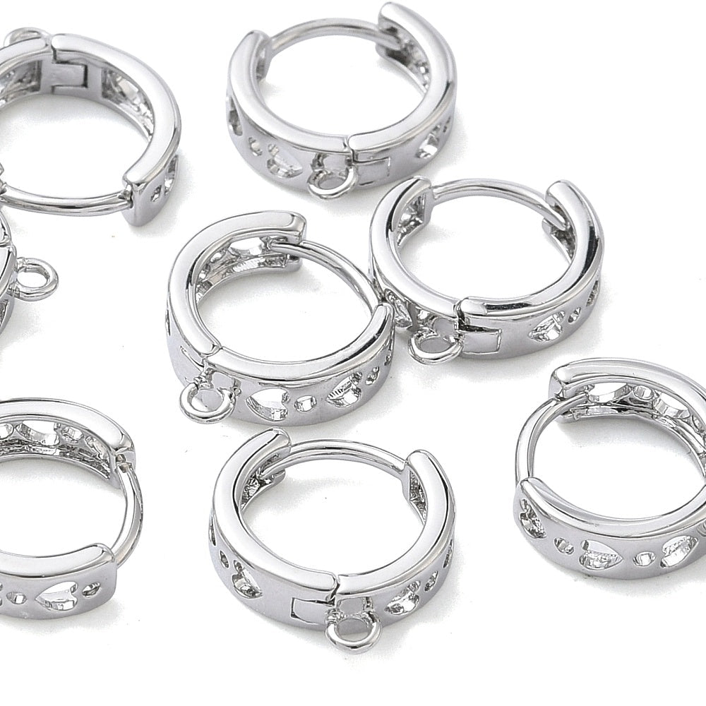 Creolen Mit Auge und Herzen – platinbeschichtetes Messing (13x11x3mm) - Uniq Perler -