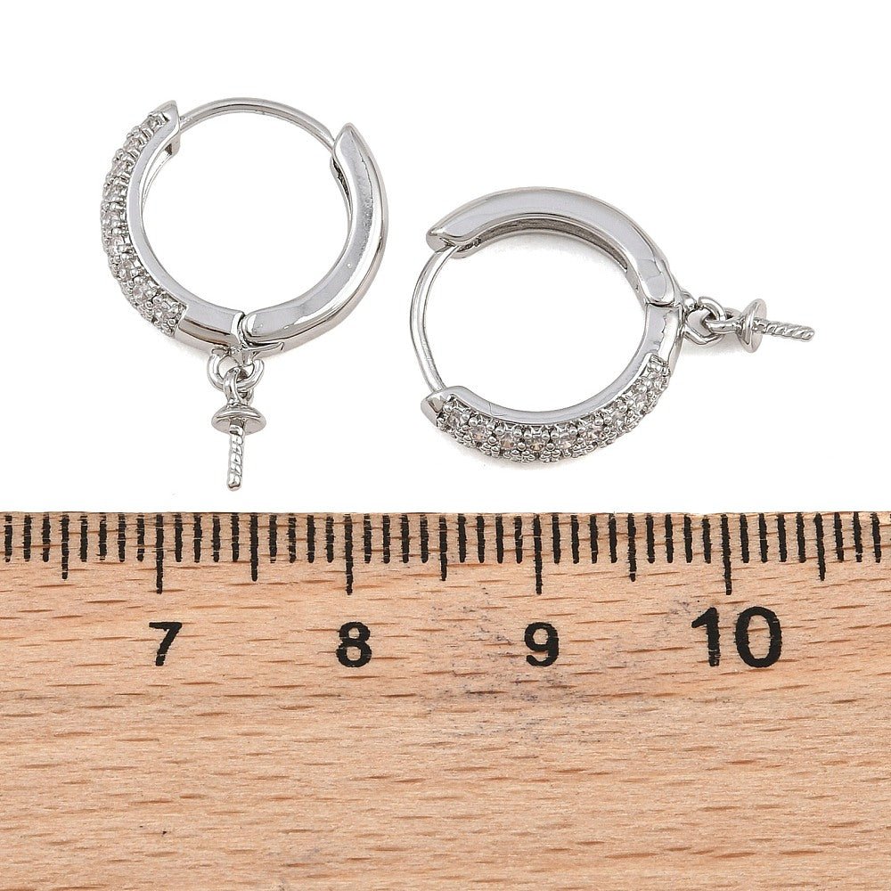 Creoler Med Zirkonia – Langtidsholdbar Platinbelagt Messing (22x15,5x3,5mm) - Uniq Perler - 124229