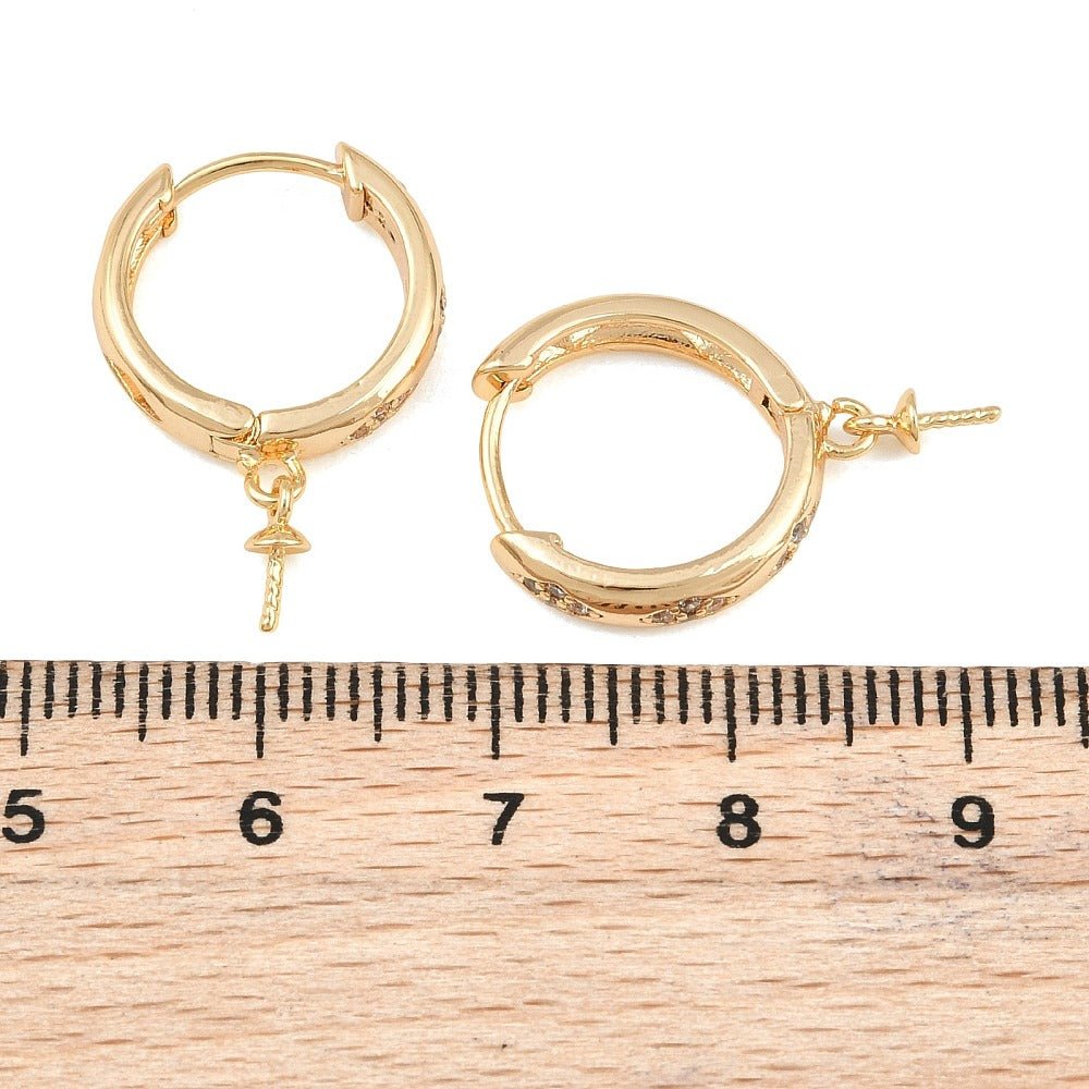 Creoler Med Zirkonia Og Bail – 18K Forgyldt Messing (22x15x3,5mm) - Uniq Perler - 123975