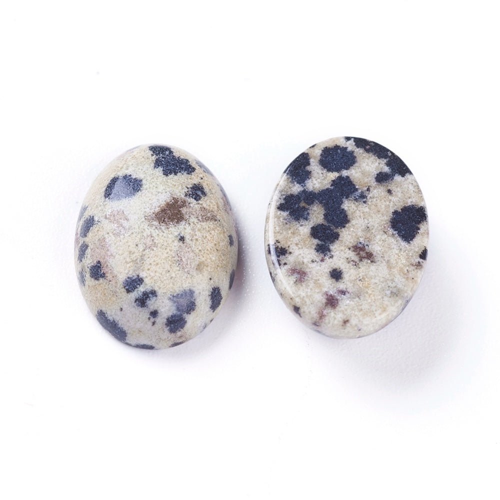 Dalmatiner Jasper Cabochons – Oval (10x14x5mm) 6 stk. - Uniq Perler -