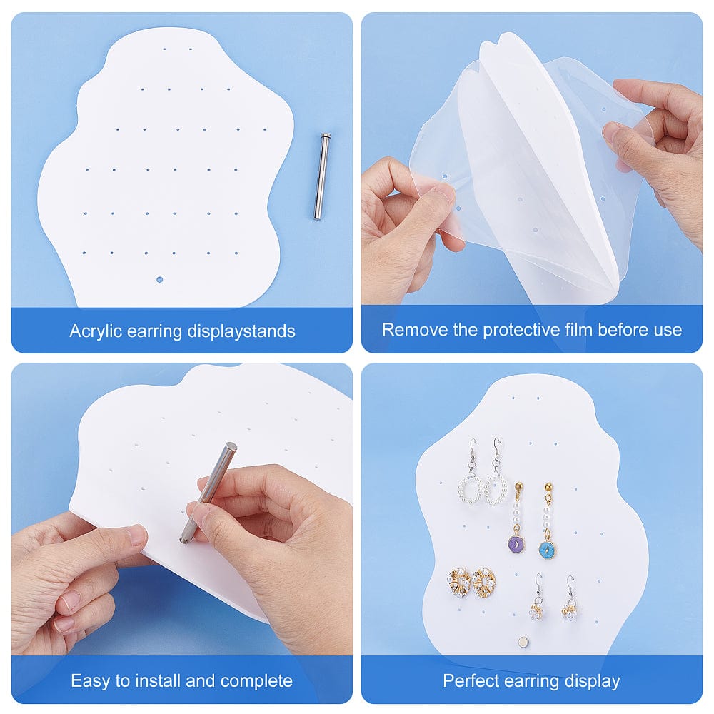 Display Til Ørestikkere I Akryl – Hvid Skyform (19,2x22,5cm) - Uniq Perler - 112189