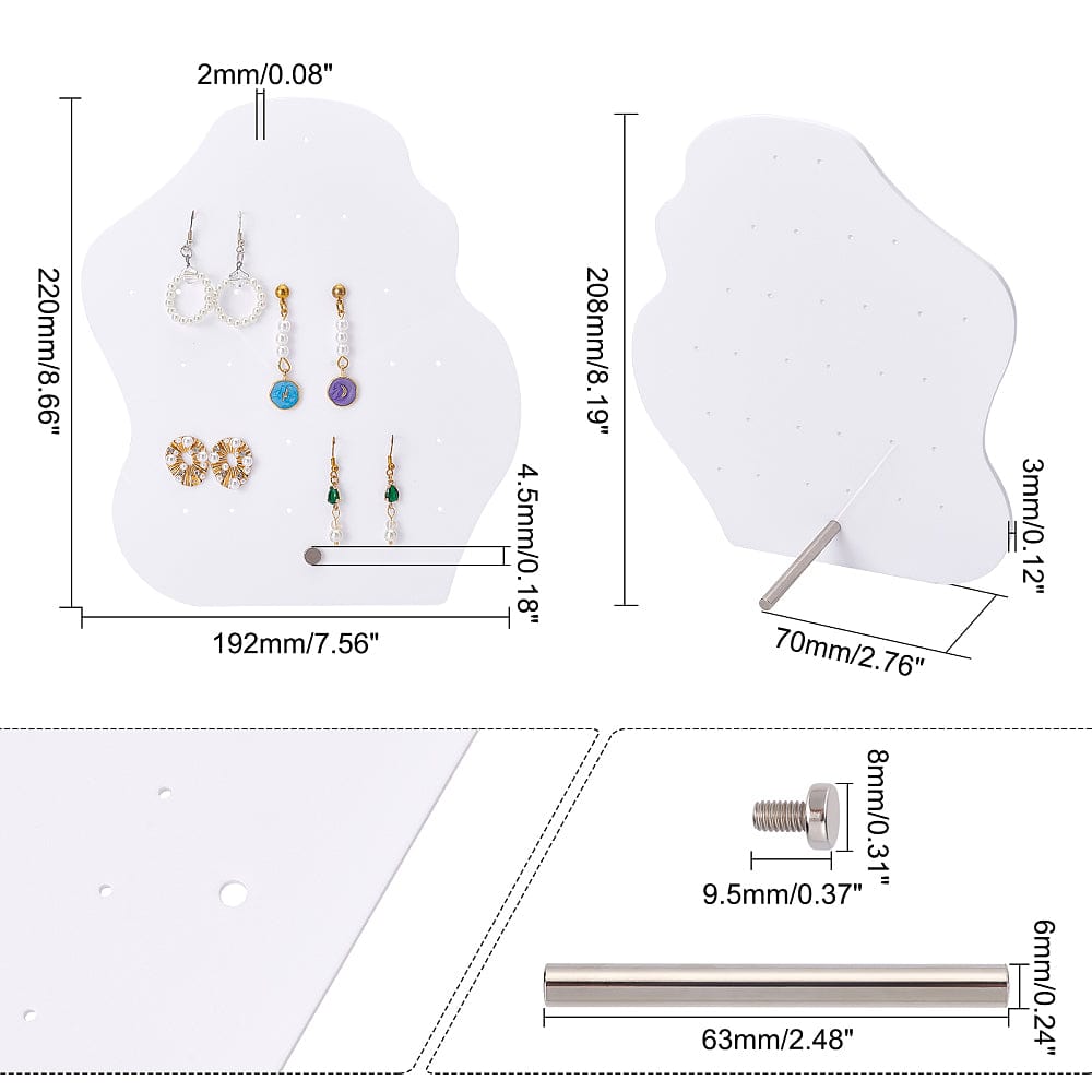 Display Til Ørestikkere I Akryl – Hvid Skyform (19,2x22,5cm) - Uniq Perler - 112189