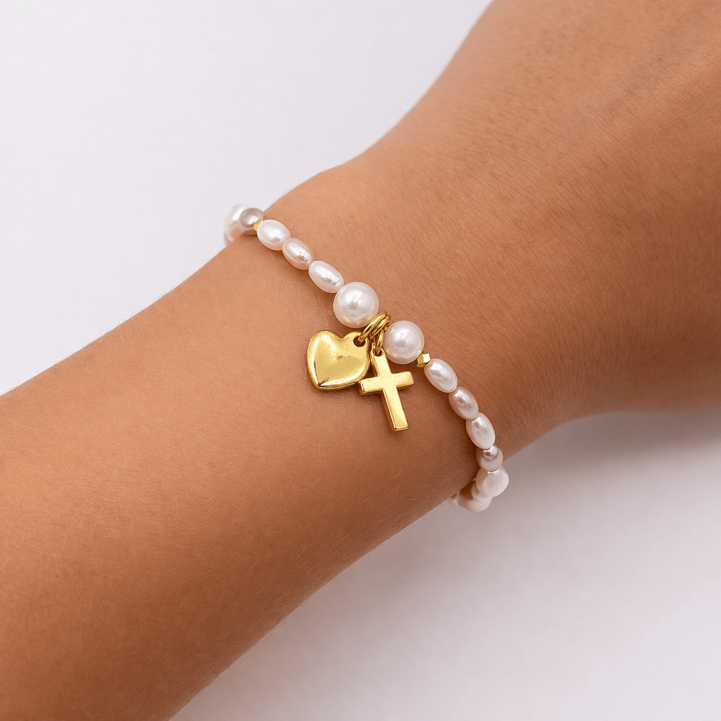 DIY armbånd med ferskvandsperler og rosa/hvide shell perler – perfekt til konfirmation - Uniq Perler - 118304