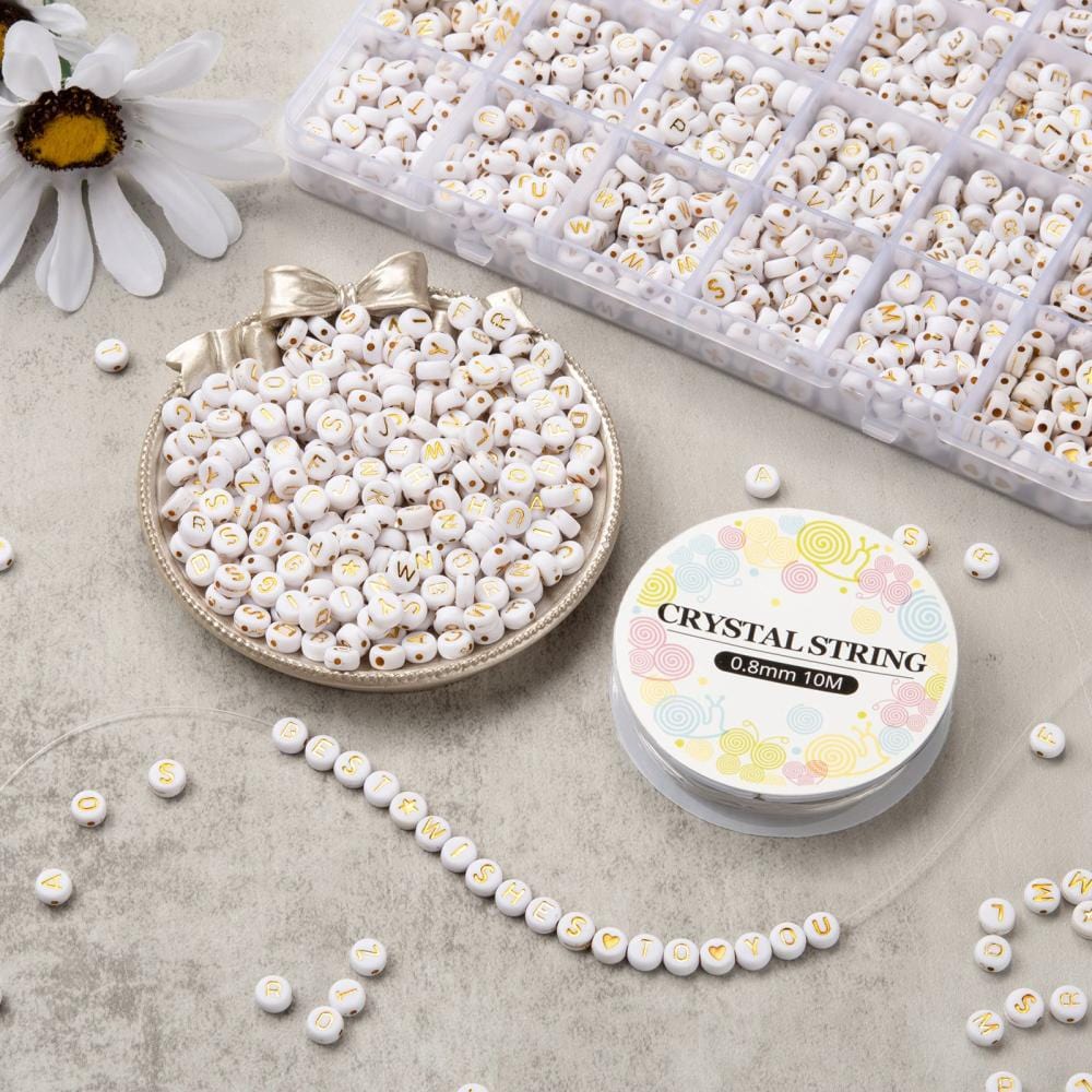 DIY Armbånds Sæt – Bogstavperler, Elastik & Opbevaring - Uniq Perler - 113664