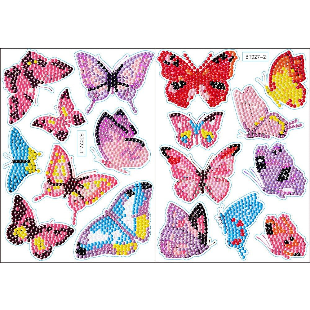 DIY Diamant Sticker Sæt Med Sommerfugl (180x130mm) 2 ark - Uniq Perler - 123515