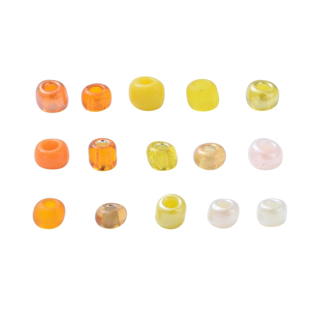 DIY Kasse Med 15 Farver Seed Beads - Gul/Orange Mix (2mm) - Uniq Perler - 38485839282