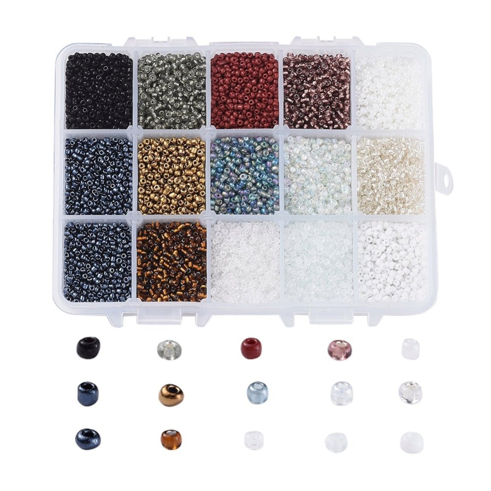 DIY Kasse Med 15 Mix Farver Seed Beads – 2mm - Uniq Perler -