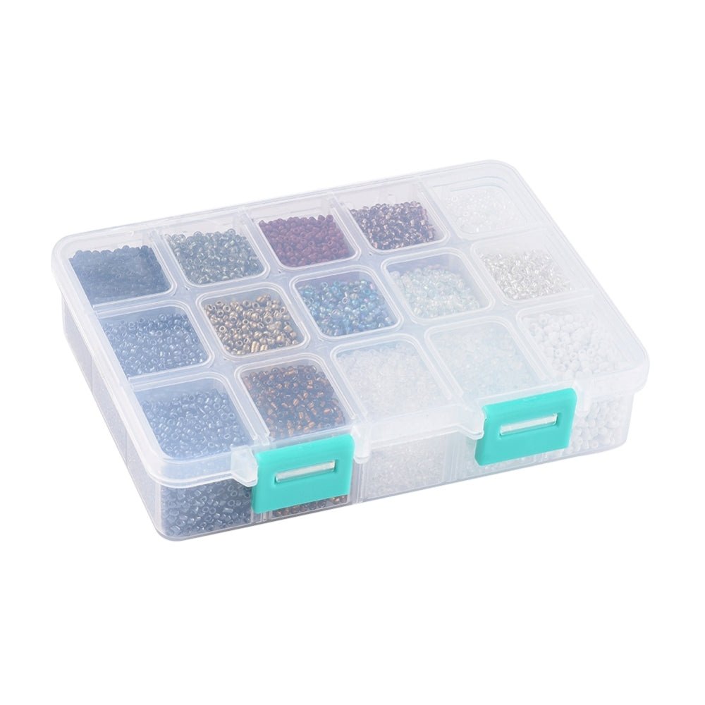 DIY Kasse Med 15 Mix Farver Seed Beads – 2mm - Uniq Perler -