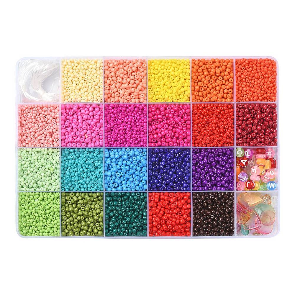 DIY Kasse Med 21 Farver Seed Beads & Andre Perler - Uniq Perler - 115836