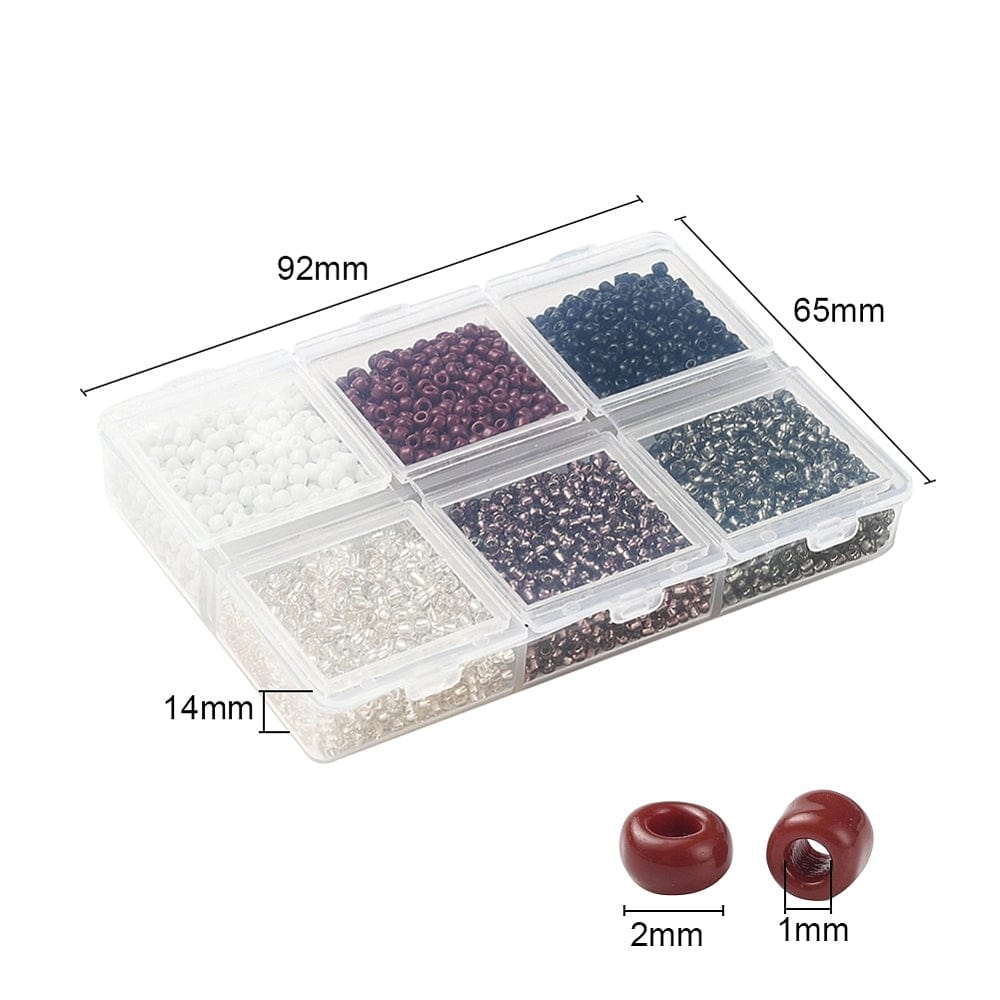 DIY Kasse Med 6 Farver Seed Beads – 2mm, Ca. 4500 Stk - Uniq Perler - 567845