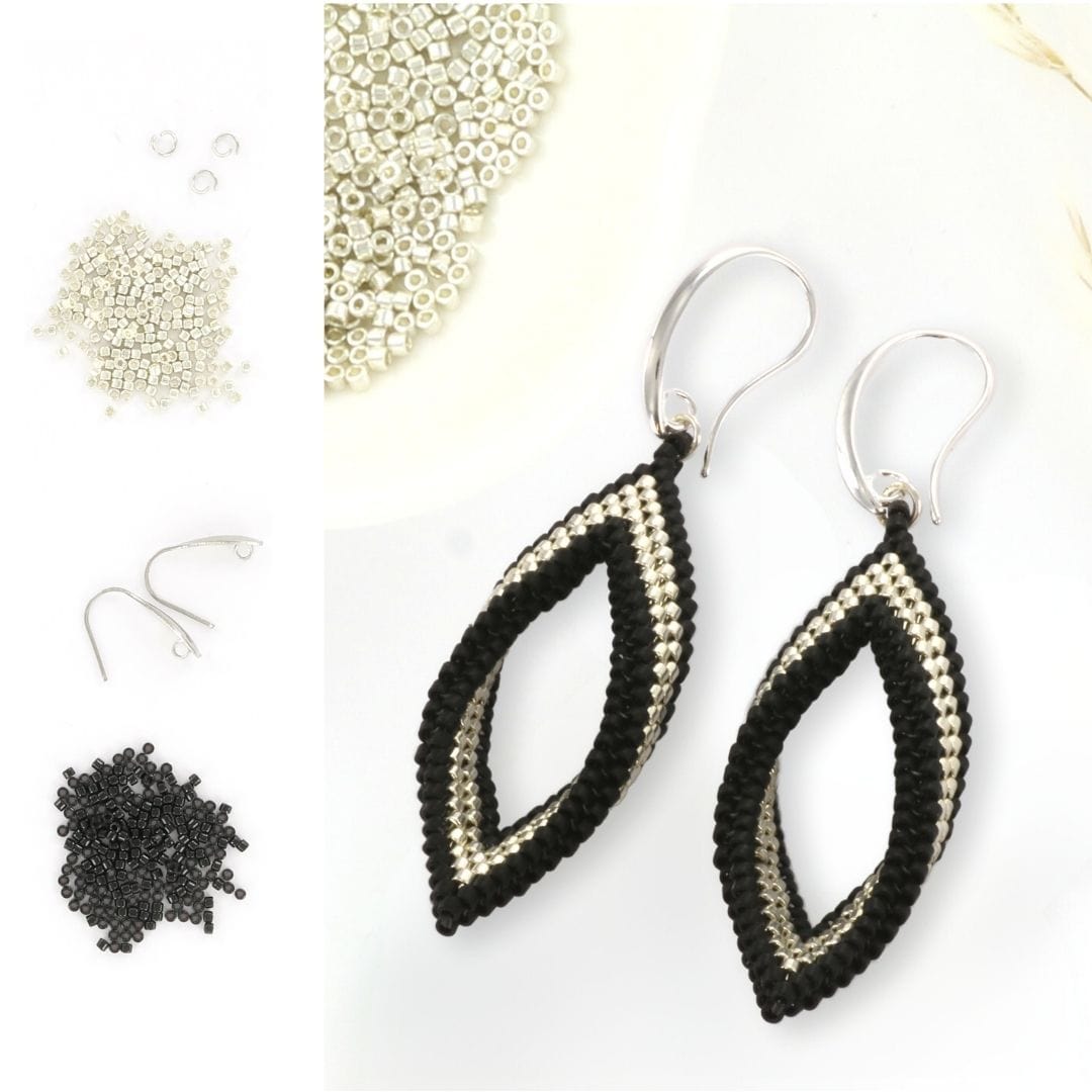 DIY Kit – Twisted Øreringe Sort & Sølv - Uniq Perler - 115947