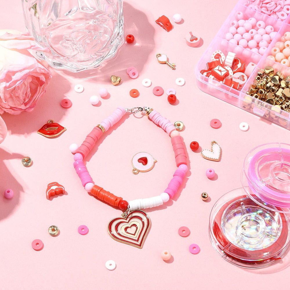 DIY Sæt – 14 Forskellige Perler, Vedhæng & Elastik - Uniq Perler - 115849