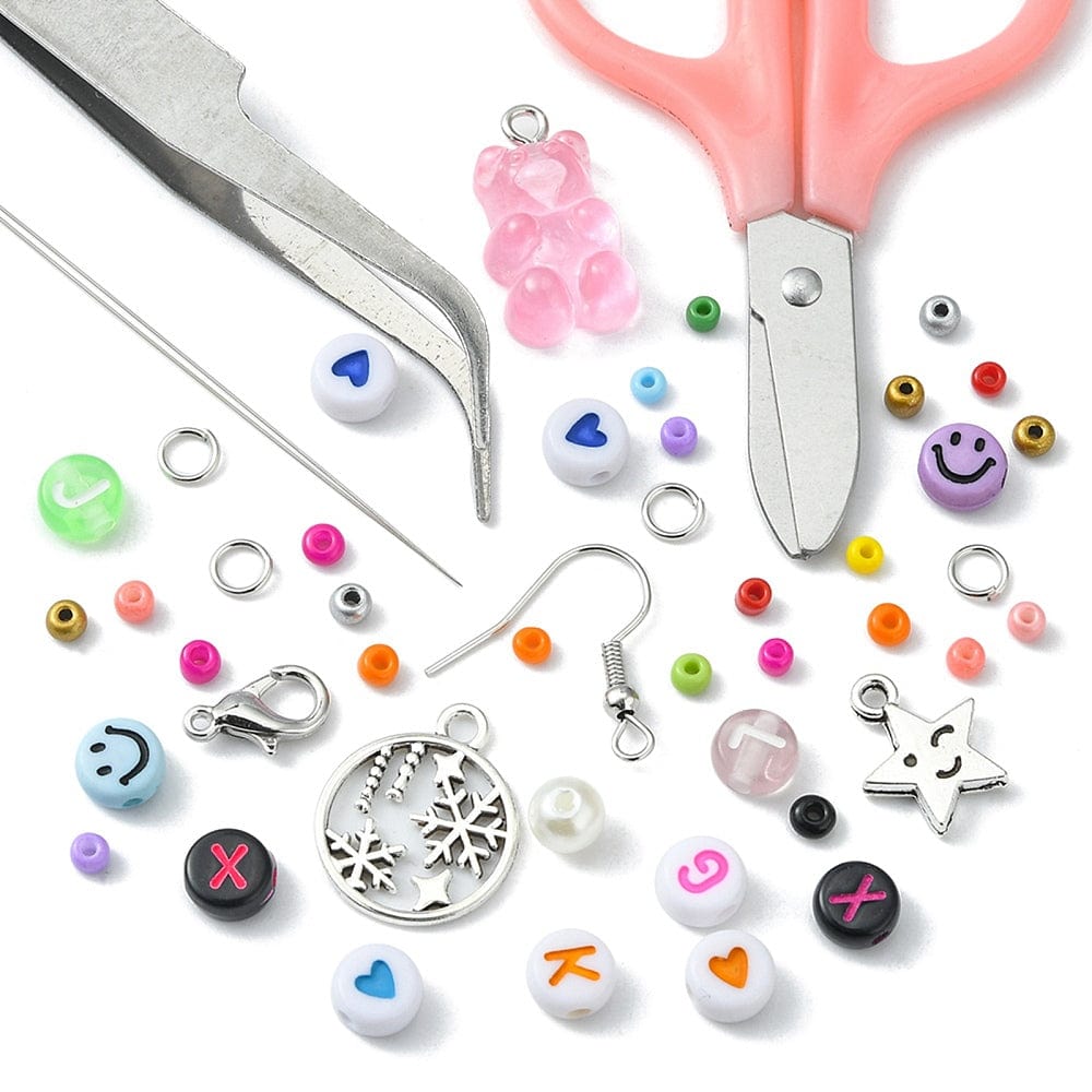 DIY Sæt – 18 Farver Seed Beads, Elastik, Saks & Vedhæng - Uniq Perler - 115838