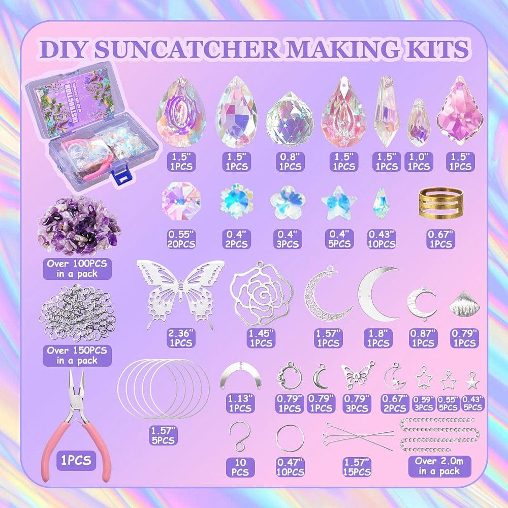 DIY Sæt – 350 Dele Krystal Glas Vedhæng & Smykketilbehør - Uniq Perler - 113665