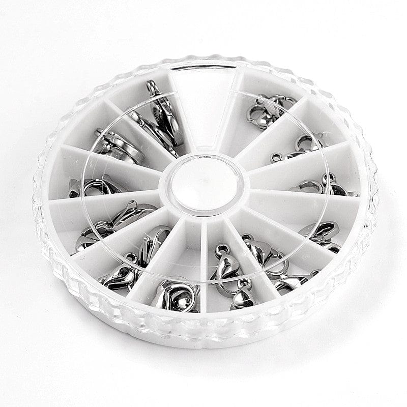 DIY Sæt Med Assorterede Karabinlåse – Stål, 24 stk - Uniq Perler - 113460