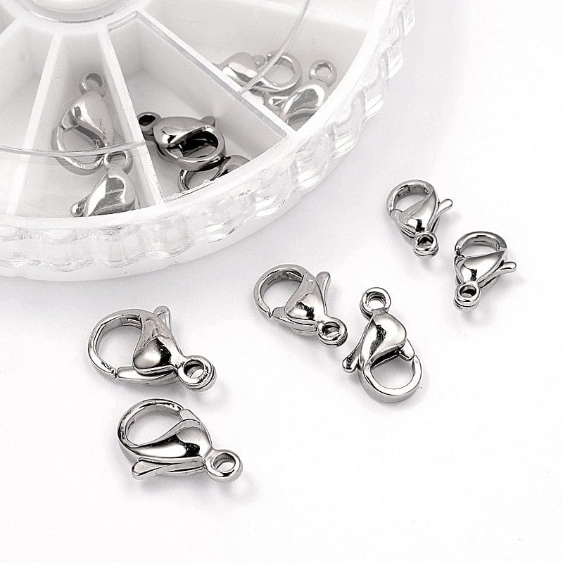 DIY Sæt Med Assorterede Karabinlåse – Stål, 24 stk - Uniq Perler - 113460