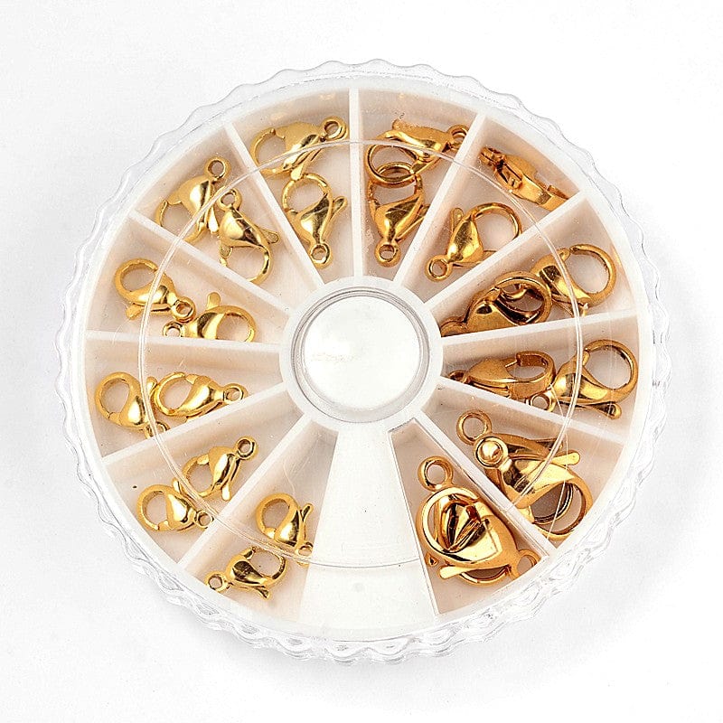 DIY Sæt Med Assorteret Karabin Låse – Forgyldt Stål, 24 stk - Uniq Perler - 113733